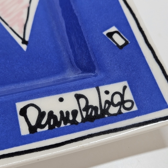 VINTAGE Diane Peck Studio Art Triple Heart Glazed Trinket Dish  Signed 1996 Rare - Picture 4 of 8